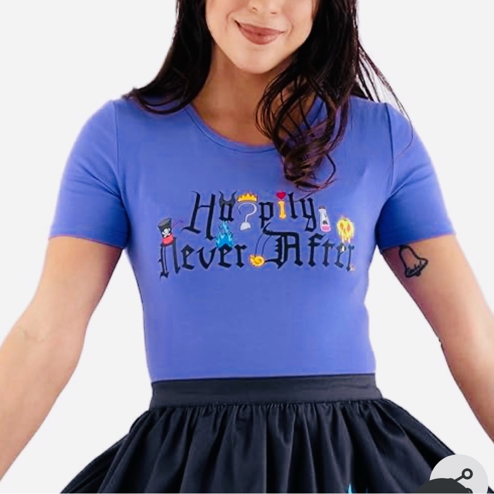 Loungefly Disney Villains Stitch Shoppe Purple'Happily Never After' Tee - Picture 10 of 10